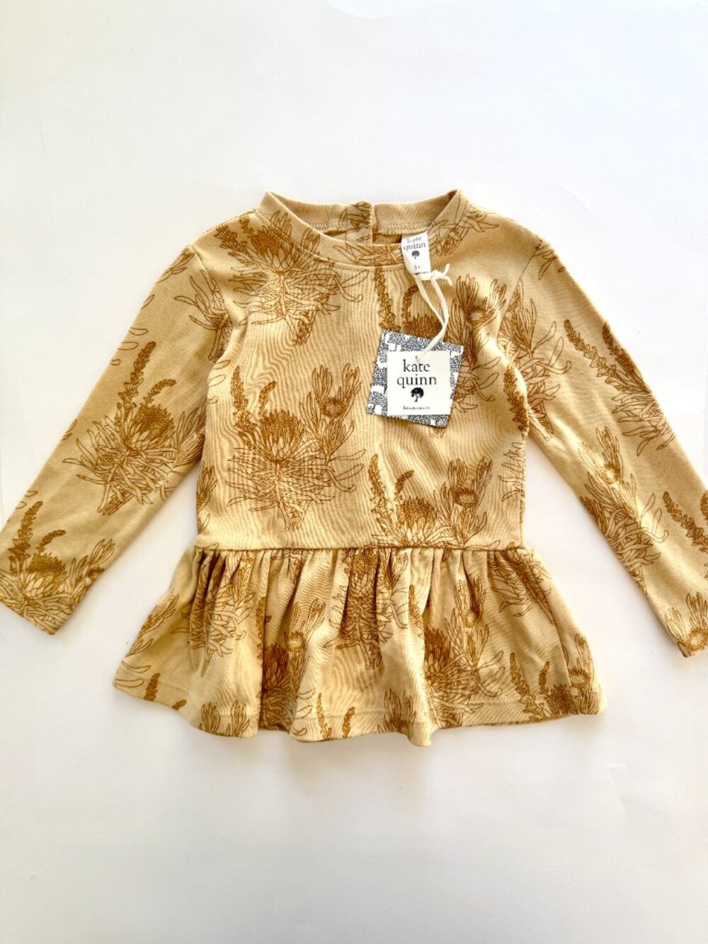 Kate Quinn 3T Girls Organic Cotton Peplum Top NWT Floral